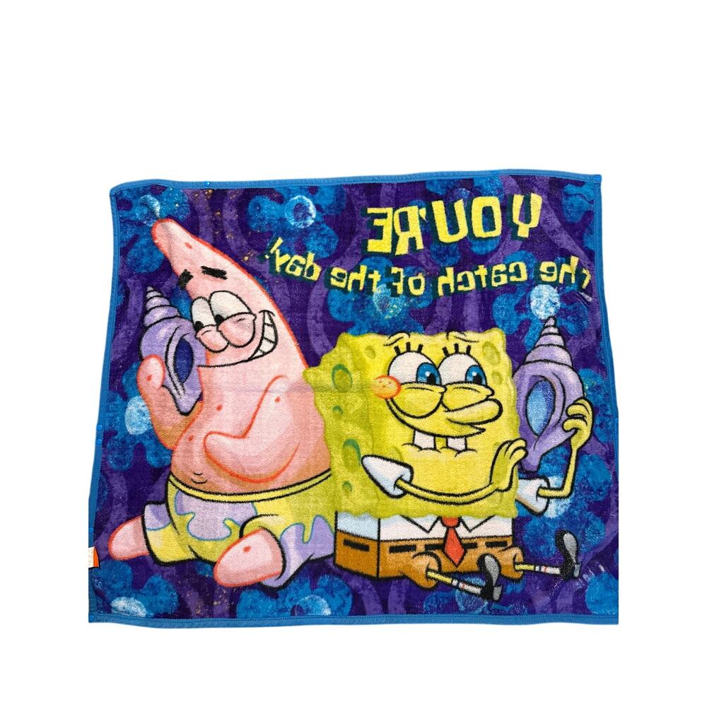 Vintage RARE Nickelodeon Sponge Bob Square Pants Fleece Robe Throw Blanket 50x42 - Picture 2 of 4